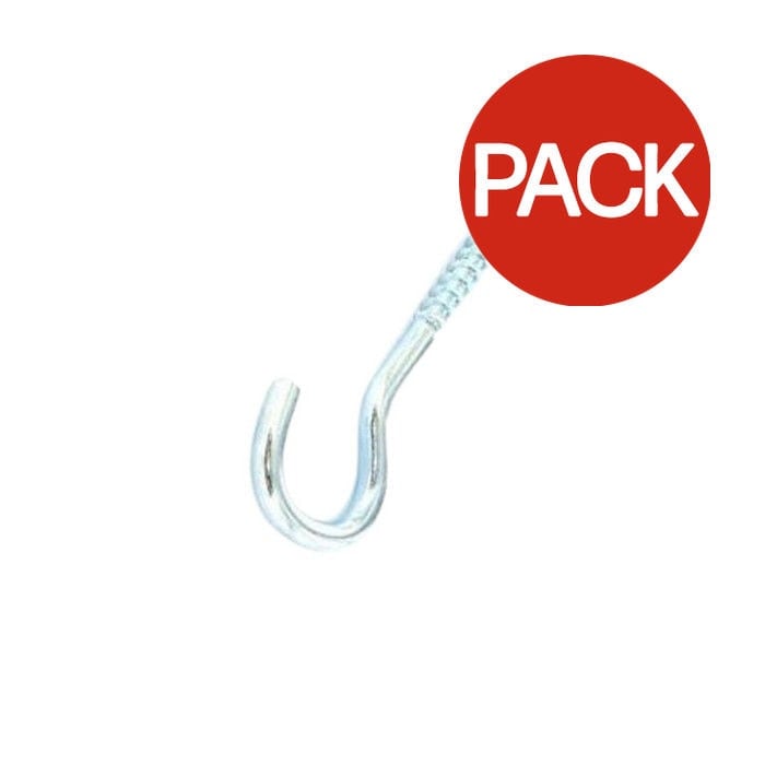 Securpak Zinc Plated Screw Hook (Pack of 5) - Silver - One Size
