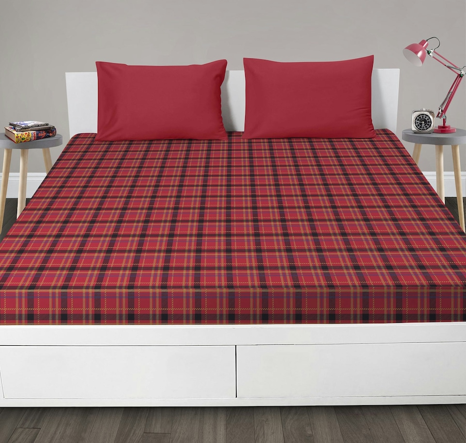 Velosso Check Cotton Blend Fitted Sheet | Multi | Multi | Single