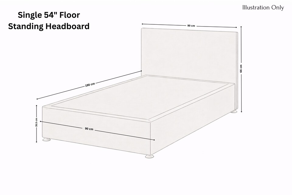 image 1 of Sloomy Kansas Steel Plush Divan Bed Base No Drawers With 54 Inch Floor Standing Headboard | Grey | Steel | Single | 1