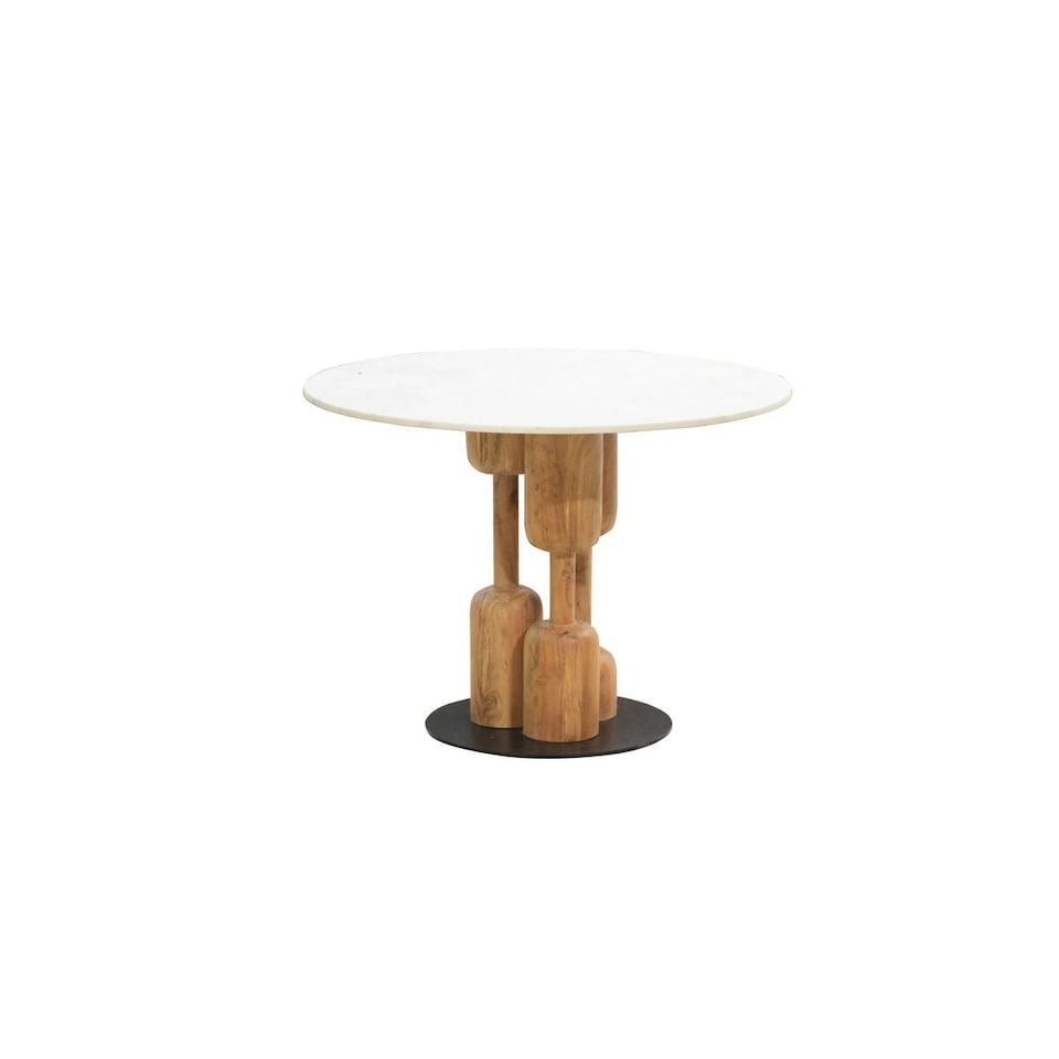 Dining Table Home ESPRIT Marble Acacia 106 x 106 x 76 cm N/A