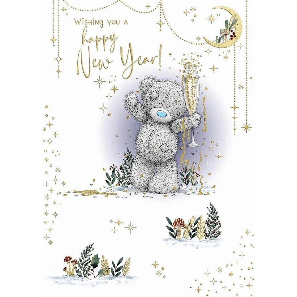 image 1 of Bear with Champagne Glass New Year Card