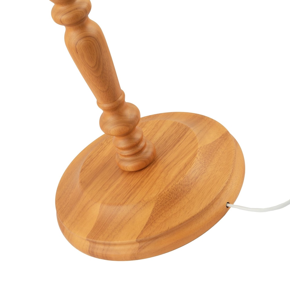 image 1 of Classic Oak Wooden Standing Floor Lamp Base with Intricate Pole Design