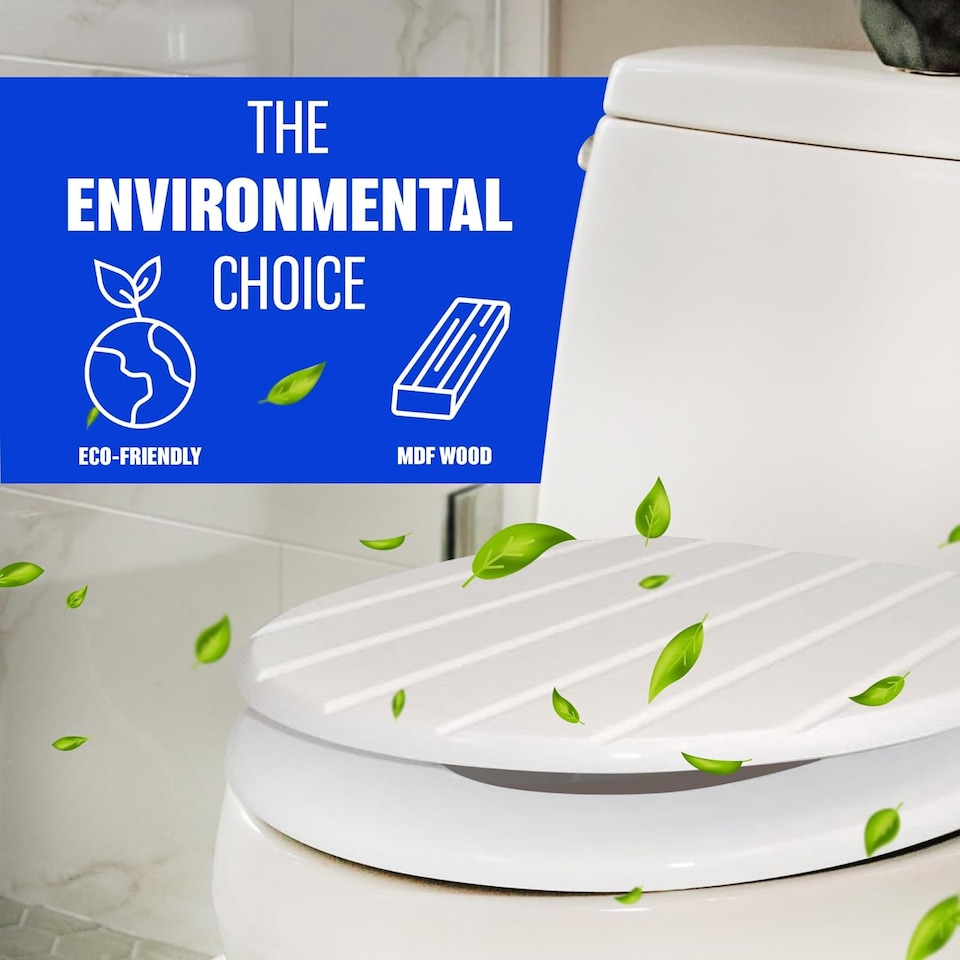 image 1 of 18' White Wooden Toilet Seat Bathroom Wc Easy Clean Heavy Duty With Fittings