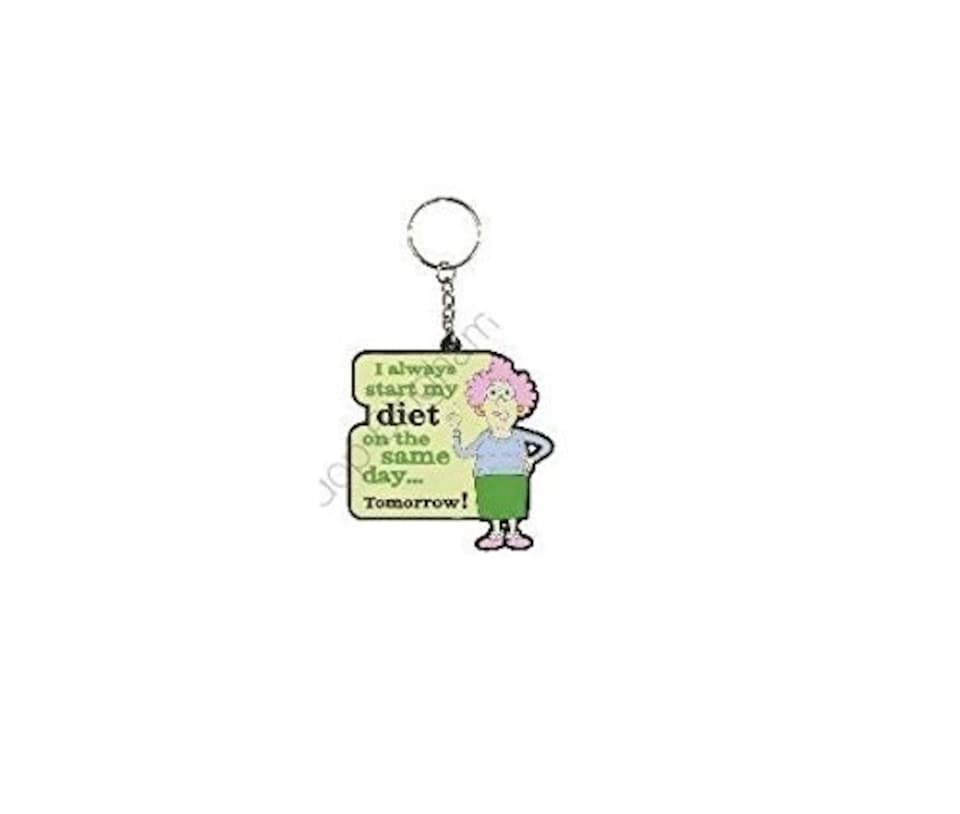 image 1 of Aunty Acid 3D Rubber Keyring I Always Start My Diet