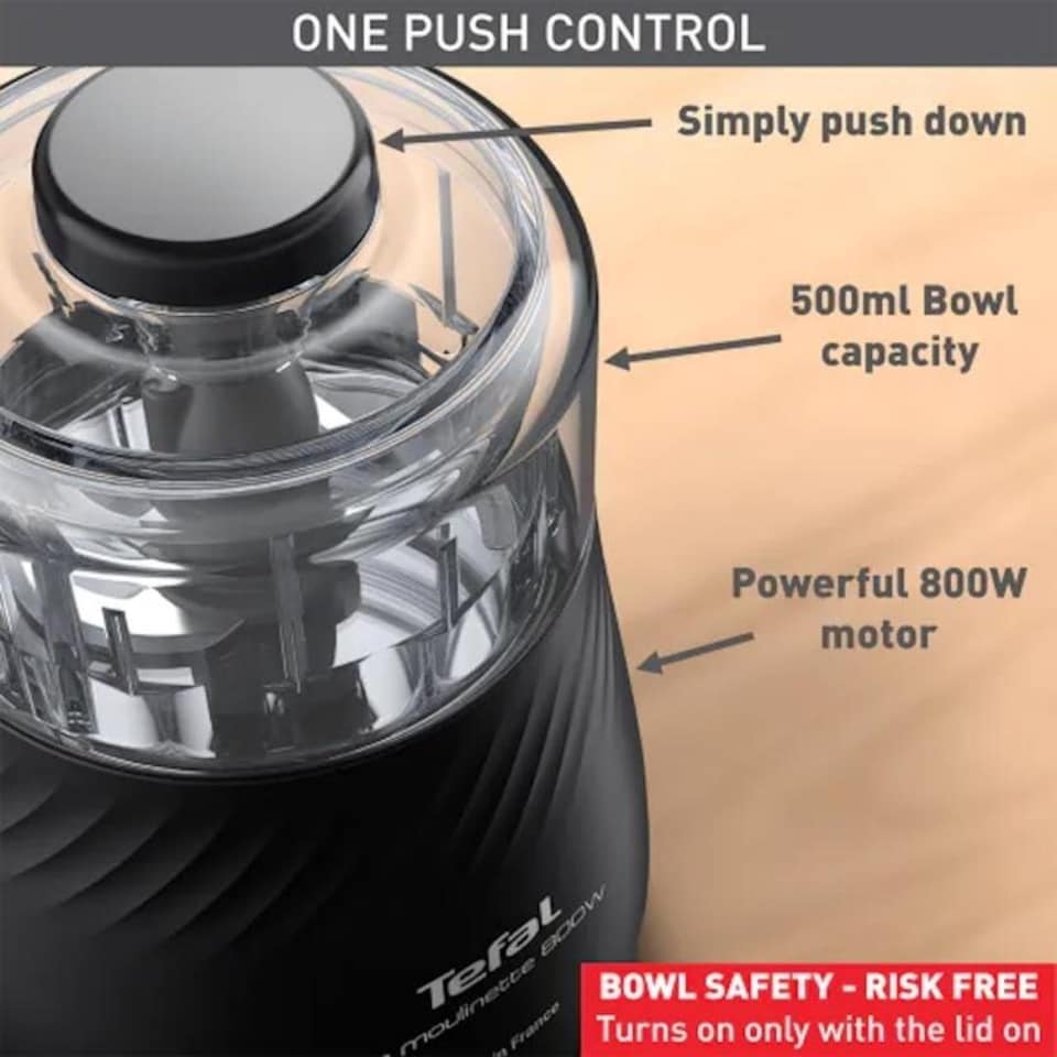 image 1 of Tefal Eco Respect Moulinette MB710840 Mini Chopper 800W 0.5L Black | Black | 47.99 | 237 x 170 x 170 mm (H x W x D)