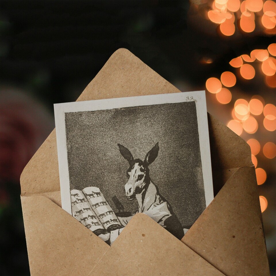 image 1 of Francisco Goya Art Card And So Was His Grandfather Noble Donkey