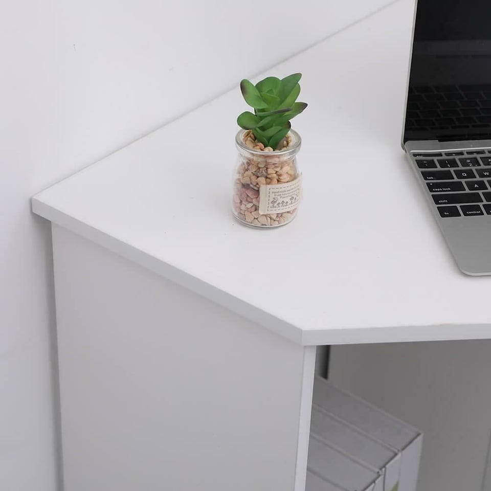 image 1 of Computer Desk PC Laptop Table Corner Home Office Study Gaming | White