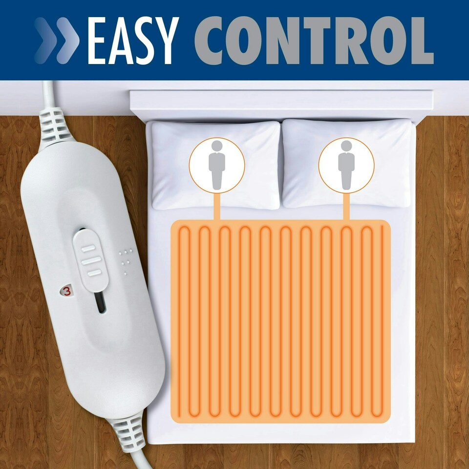 image 1 of Purus King Size Electric Under Bed Blanket Fitted Ties | White | White | 1