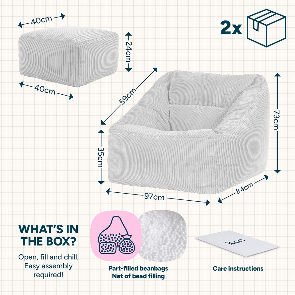 image 1 of Icon Armchair And Footstool Jumbo Cord Bundle Dawn Pink