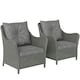 image 1 of Outsunny 2 Pieces Rattan Garden Chairs, Cushioned Rattan Chairs Grey | Dark Grey