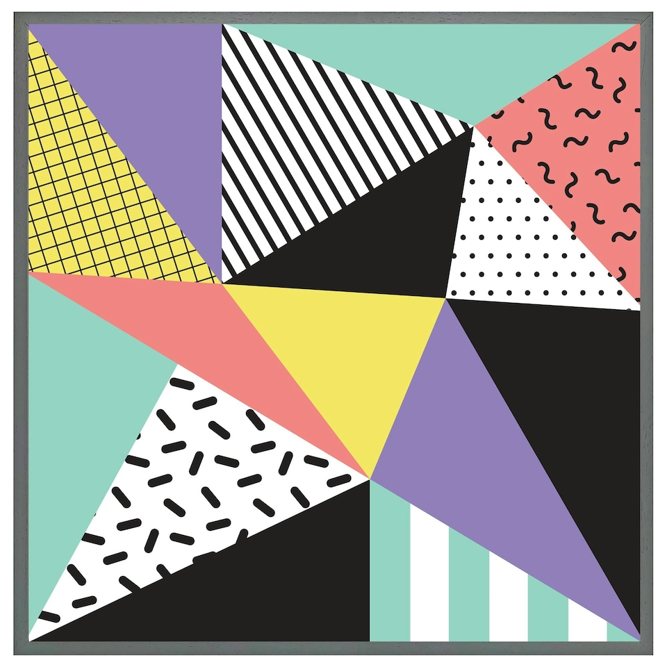 image 1 of Retro themed geometrics (Picture Frame) Grey | XS