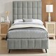 image 2 of 4ft6 Double Grey,Tall Headend Headboard Soft Fabric Boucle Upholstered Bed Frame