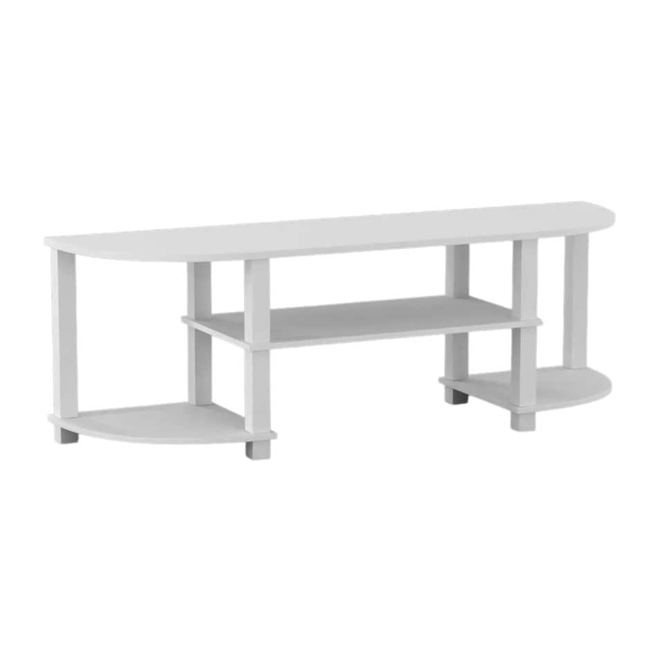 image 1 of Wide TV Unit Stand S-Tube Entertainment Centre with Storage Shelf | White | White with White Legs | Not provided | 1