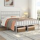 image 1 of Yaheetech 4ft6 Double Metal Bed Frame with Slatted Headboard Silver