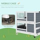 image 9 of PawHut Rabbit Hutch, Indoor Wooden House w/ Wheels, Trays, Grey