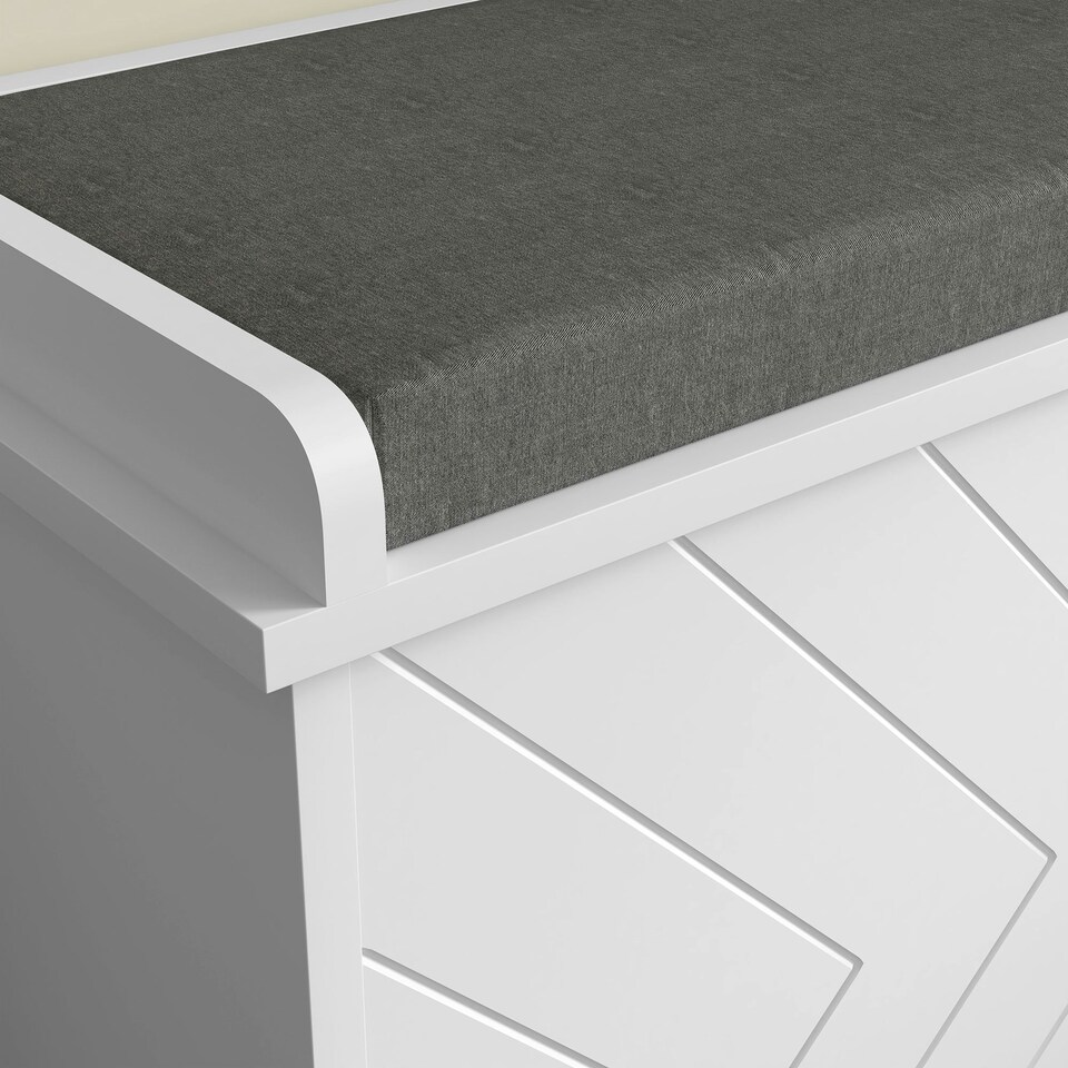 image 1 of HOMCOM Shoe Bench with Flip Drawer, Cushion, 10 Pairs for Entryway White