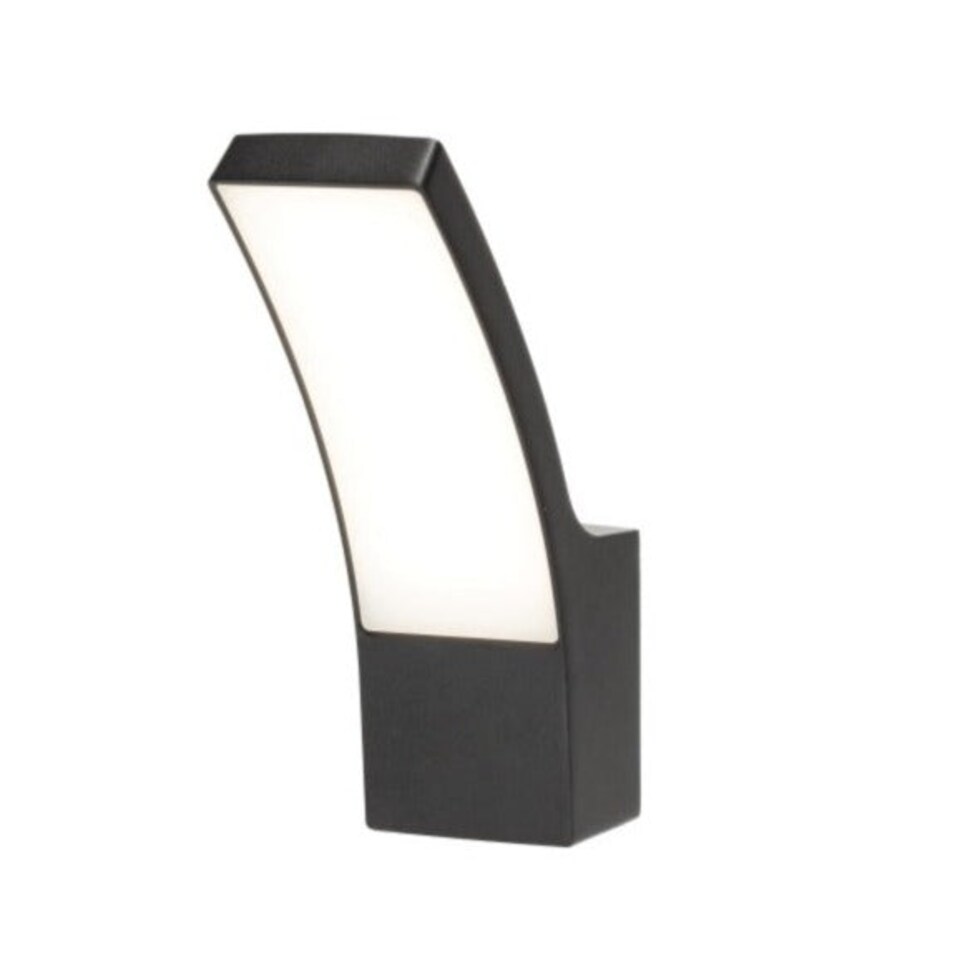 image 1 of CGC Millie 12W Black Curved LED Outdoor Wall Light Diecast Aluminium Opal Diffuser 4000K IP54 | Black | Black | Height: 24.3 cm Width: 8 cm Depth: 15.9 cm