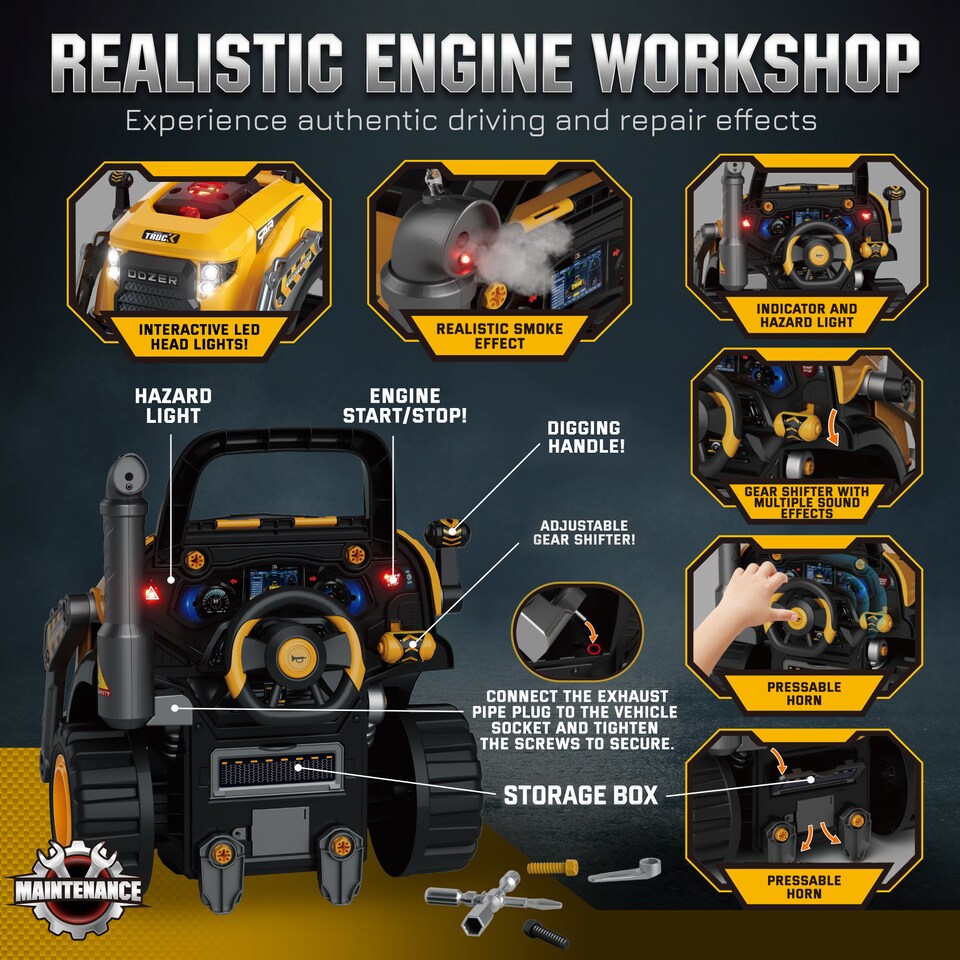 image 1 of AIYAPLAY Kids Truck Engine Toy with Spray, Lights, Sounds for 3-6 Years