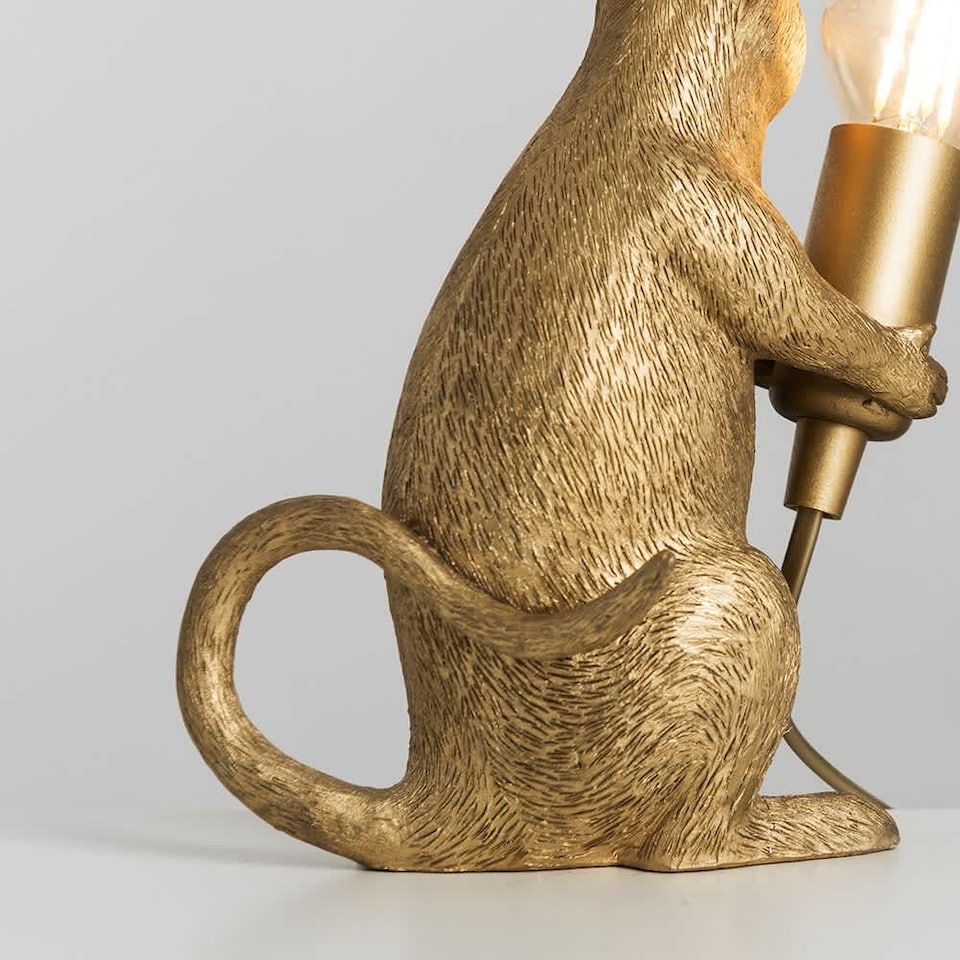 image 1 of ValueLights Modern Metallic Gold Painted Rat Design Table Lamp