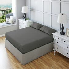 Fitted Sheet Polycotton Plain Dyed Extra Deep 25cm Bed Linen Grey | Small Double