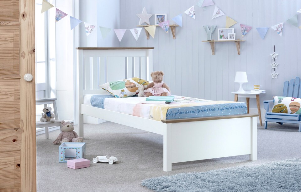 image 1 of 3ft Single Pure white,wood,wooden low foot end, bed frame.Shaker style