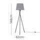 image 3 of ValueLights Camden Black Tripod Floor Lamp and Grey Tapered Shade Grey