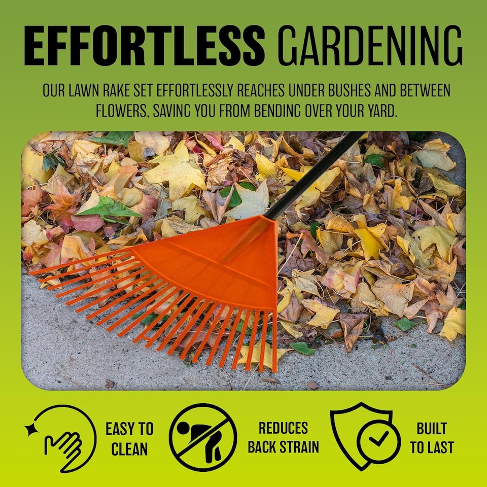 image 1 of 22 Tooth Garden Leaf Rake Handheld Plastic Head Gardening Cleaning Tool