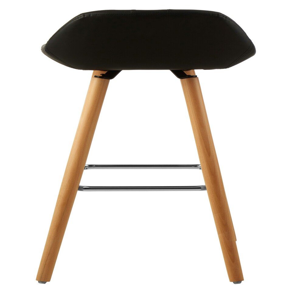image 1 of Interiors by Premier Black Faux Leather Bar Stool, Comfortable Seating Bar Stool with Back, Easy to Clean Kitchen Bar Stool