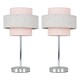 image 1 of ValueLights Weaver Pair Chrome Touch Table Lamps Pink and Grey Shades