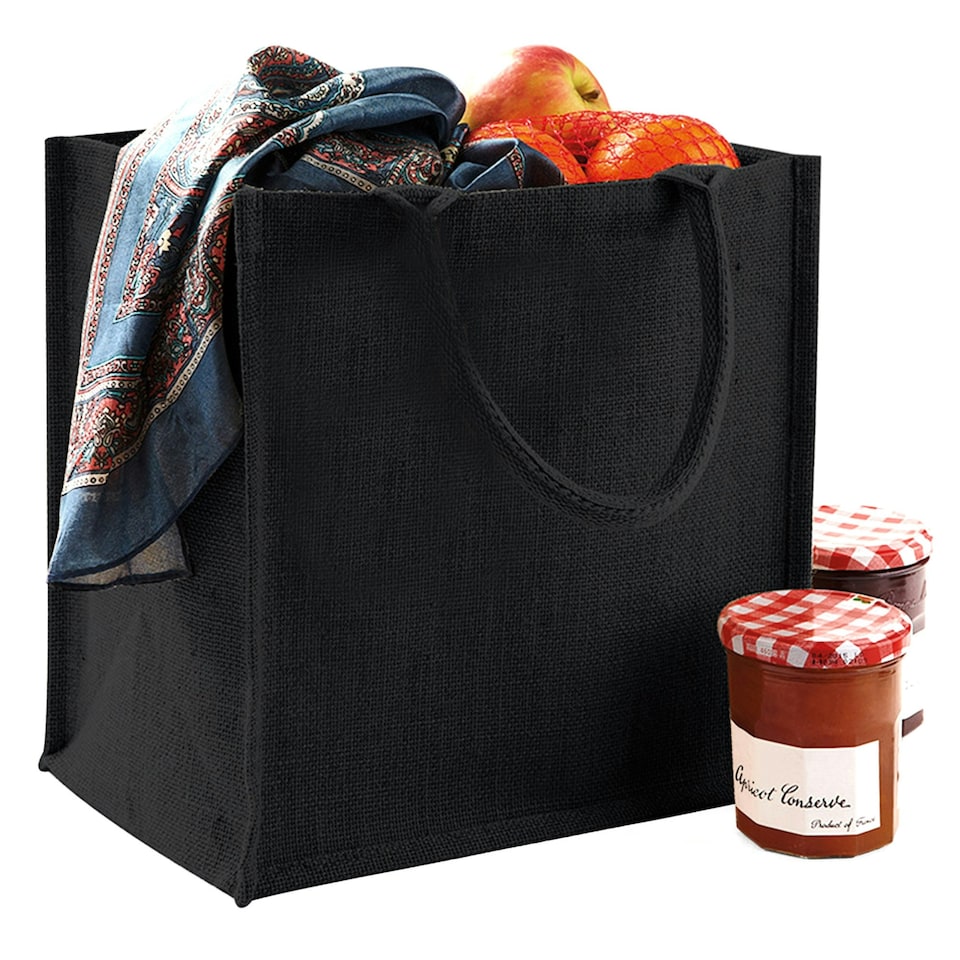 image 1 of Westford Mill Jute Mini Tote Shopping Bag (14 Litres) - Black - One Size