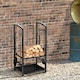 image 7 of Outsunny Firewood Rack Log Holder Wood Storage with Hooks 4 Tools Black