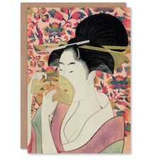 Utamaro Kitagawa Japanese Art Card Woman With A Comb Portrait