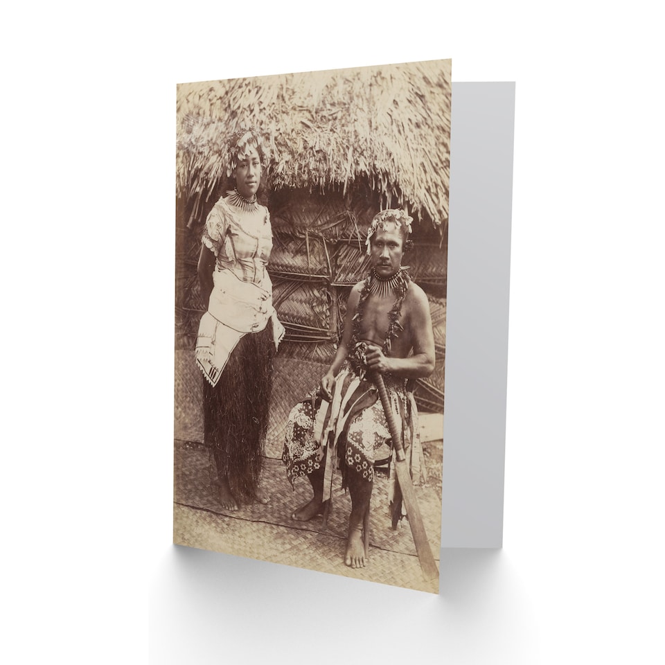 image 1 of Burton Brothers Samoan Chief Justice and His Wife Art Greeting Card
