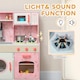image 6 of AIYAPLAY Toy Kitchen, Pretend Role Play Kitchen, Kids Kitchen Set with Lights and Sounds, Double Stoves, Ice Maker, Chalkboard, Microwave, Oven, Sink, 5 Accessories, Pink