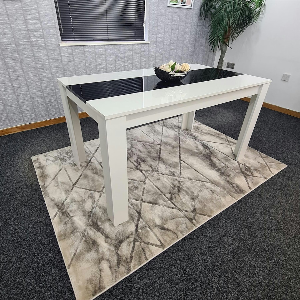 image 1 of Dining Table Wood Kitchen Place for 6 Seats, Dining Table Only (White and Black H 75 x L 140 x W 80 cm) White