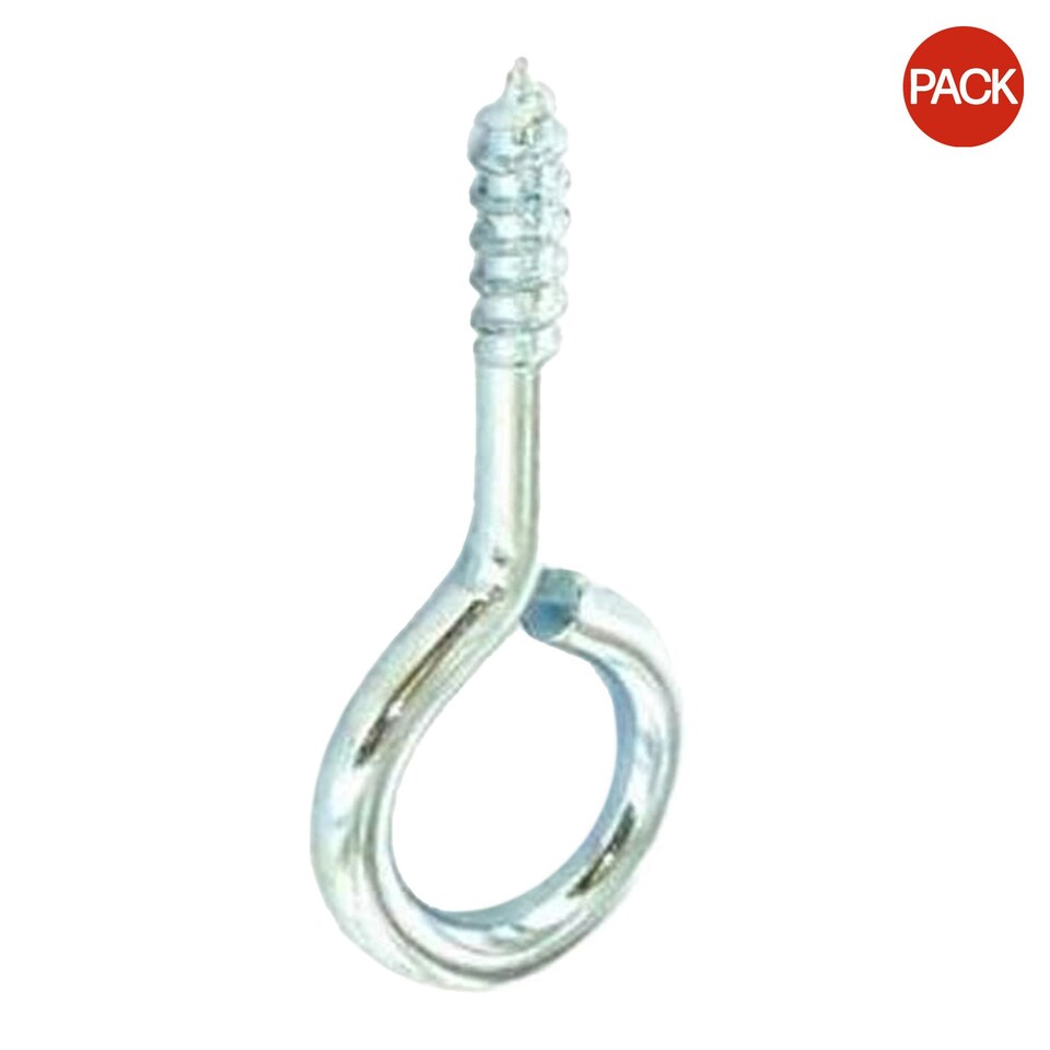 Securpak Zinc Plated Screw Eyes (Pack of 5) - Silver - 55mm x 12mm