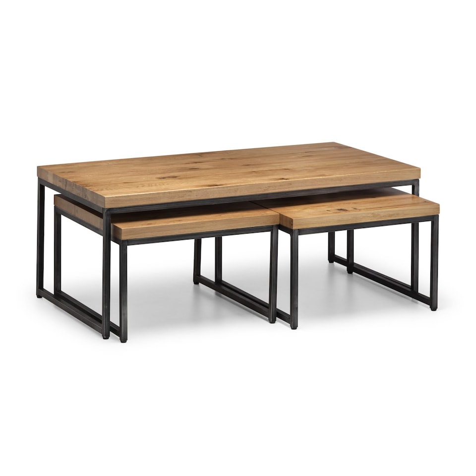 image 1 of Lomond Nesting Coffee Tables in Oak and Metal