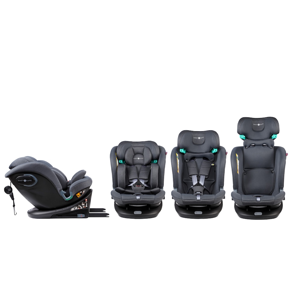 image 1 of Cozy N Safe Vesta i-Size 360 Rotating Car Seat 40-150cm, ISOFix & Top Tether, Extended Rear & Forward Facing, Side Impact Protection, Reclining Seat, Adjustable Headrest, Birth to 12 Years (Slate)