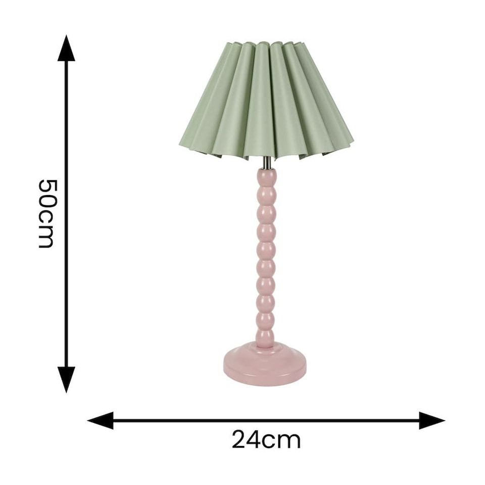 image 1 of ValueLights Bobbins Rose Table Lamp Sage Green Scallop Taper Shade