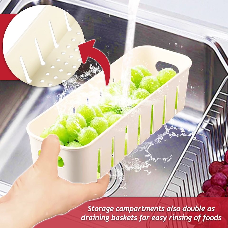 image 1 of SPARES2GO Food Storage Containers with Securing Clips Lid and Removable Divider Compartments (2 x Small + 2 x Large)