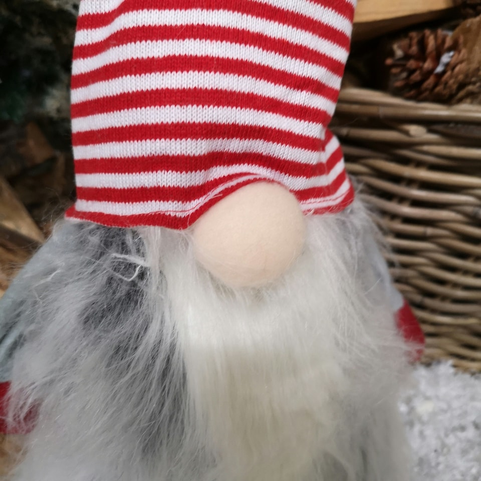 image 1 of 52cm Festive Gonk Cuddly Santa Indoor Christmas Plush Decoration in Striped Hat