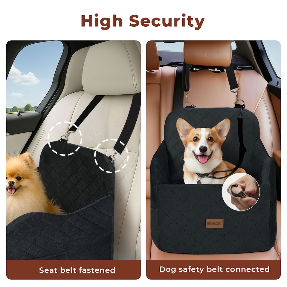 image 1 of Skylos Dog Booster Car Seat Black Portable Travel Carrier Bed for Pet | Black | Black | One Size