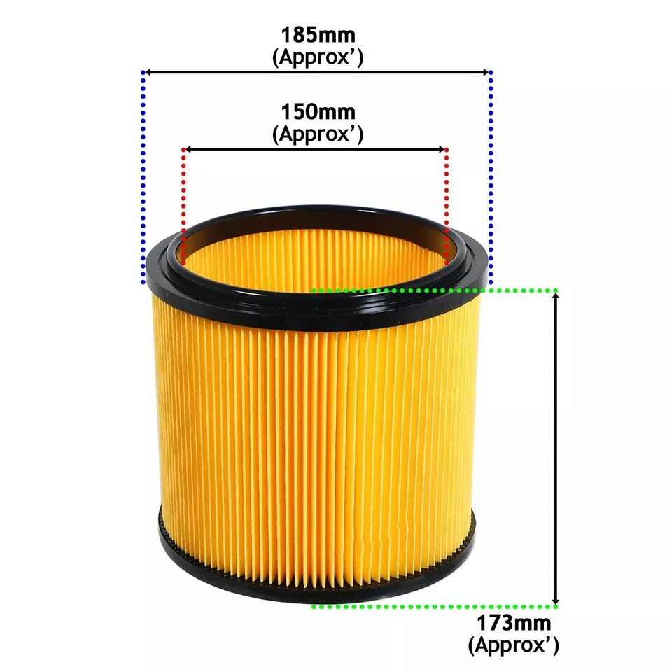 image 1 of SPARES2GO Wet & Dry Cartridge + Foam Sleeve Filter Kit compatible with Vacmaster Vacuum Cleaners (20 Litre to 60 Litre Models)