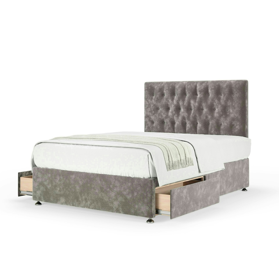 image 1 of Neptune Spring Silver Chenille 2 Drawer Divan Set And Lona Headboard Small Double