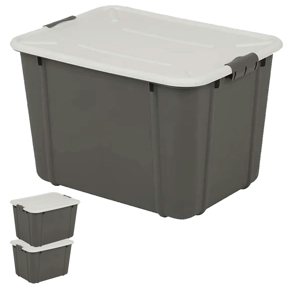 image 1 of 1 x 16 Litre Grey Organic Designed Strong Stackable Spacious Storage Container With Clip Lock Lid Grey