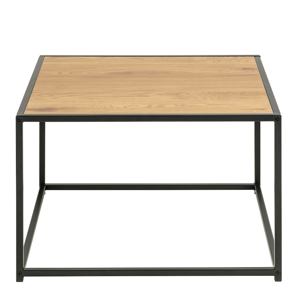 image 1 of Seaford Black Metal Coffee Table with Oak Top
