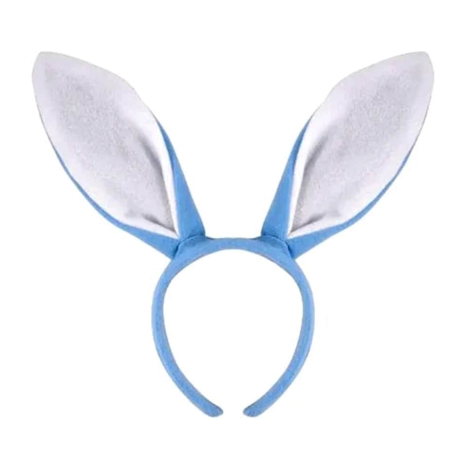 Easter Blue Fluffy Bunny Ears Headband 28cm