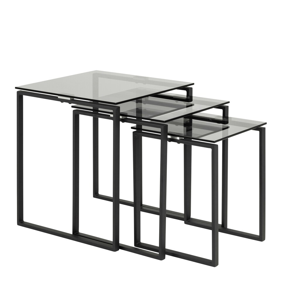 image 1 of Katrine Nest of Tables with Smoked Glass Top Set of 3