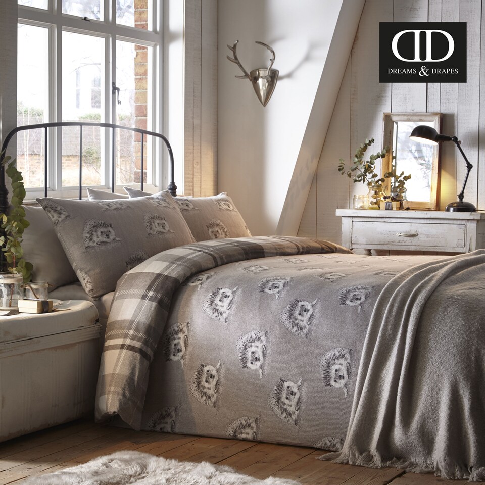 image 1 of D & D Colville Check Duvet Cover Set Grey