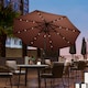 image 9 of Outsunny 2.7m Garden 24 LED Light Parasol Solar Outdoor Tilt Sun Umbrella Patio Club Party Event Manual Sun Shade w Hand Crank and 8 Ribs, Brown